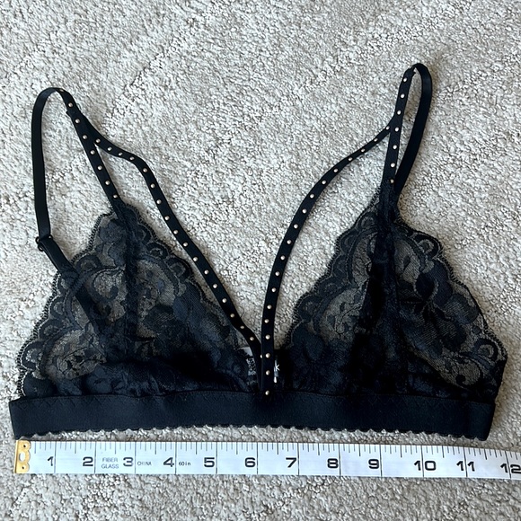 Wink Gal | Black Strappy Lace Bralette with Gold Stud Details - Picture 7 of 7